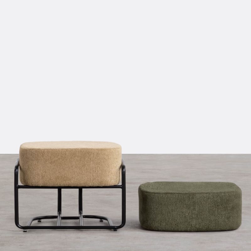 Pouf Rectangulaire avec Coussin Amovible en Tissu