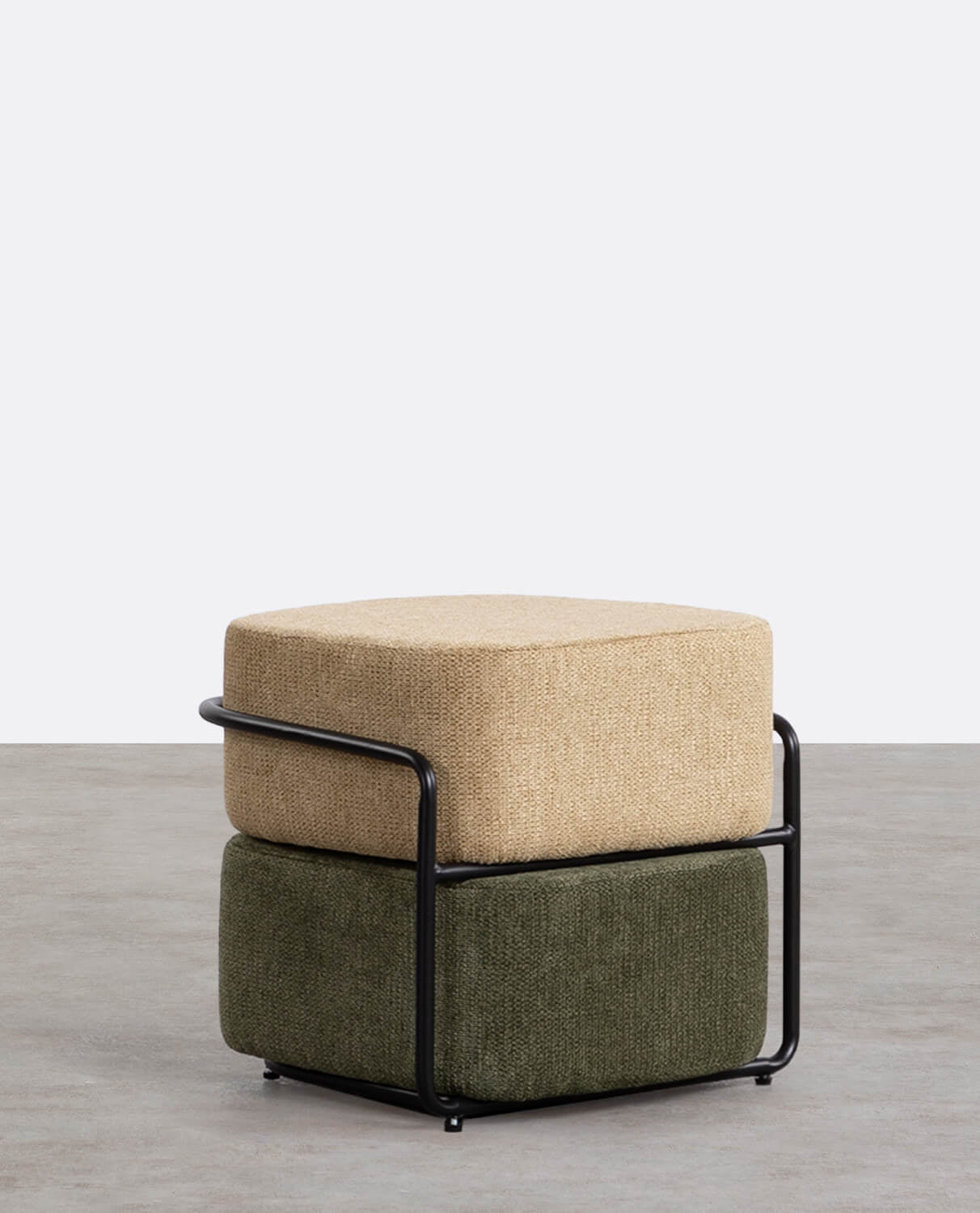 Pouf Rectangulaire avec Coussin Amovible en Tissu