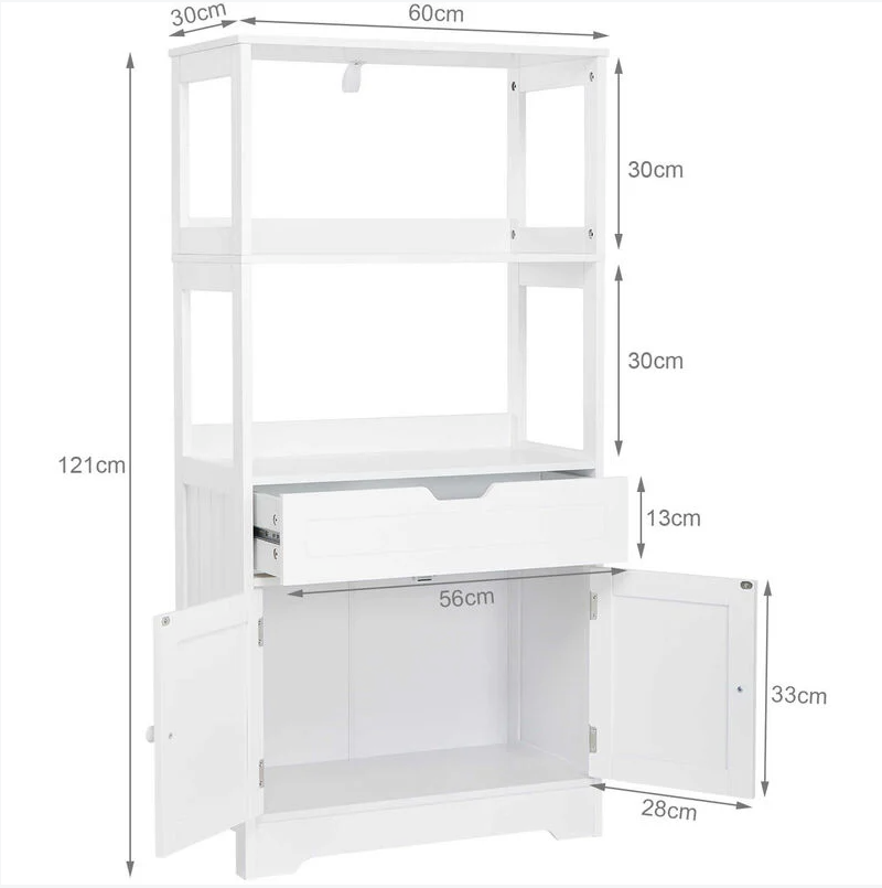 Meuble de Salle de Bain - Meuble de Rangement avec Tiroirs 2 Étagères Blanc