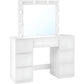 Coiffeuse Blanche avec Miroir LED - 7 Tiroirs